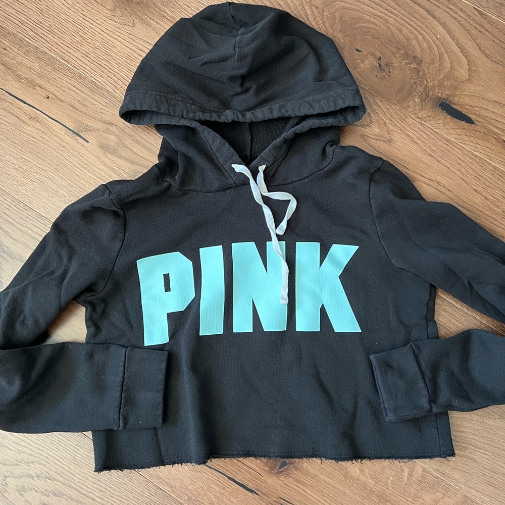 Victoria secret PINK crop black hoodie